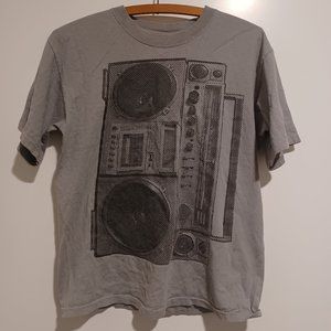 Anchor Blue Boom Box Grey T-Shirt Medium